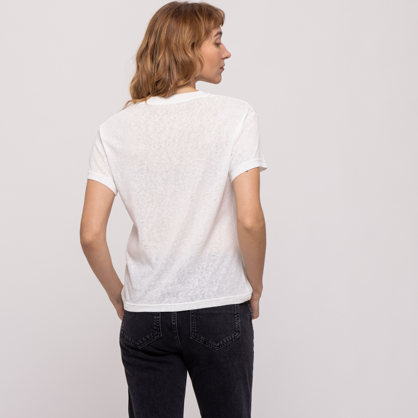 V NECK COTTON T-S