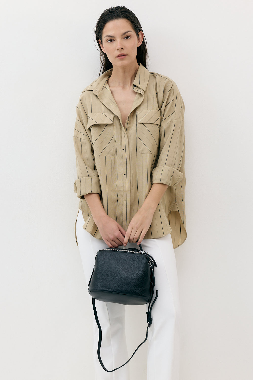 THE LINEN LONG BUTTON UP SHIRT