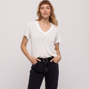 V NECK COTTON T-S