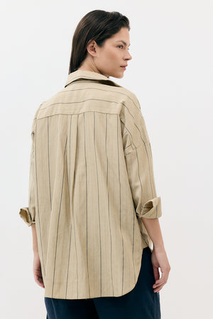 THE LINEN LONG BUTTON UP SHIRT