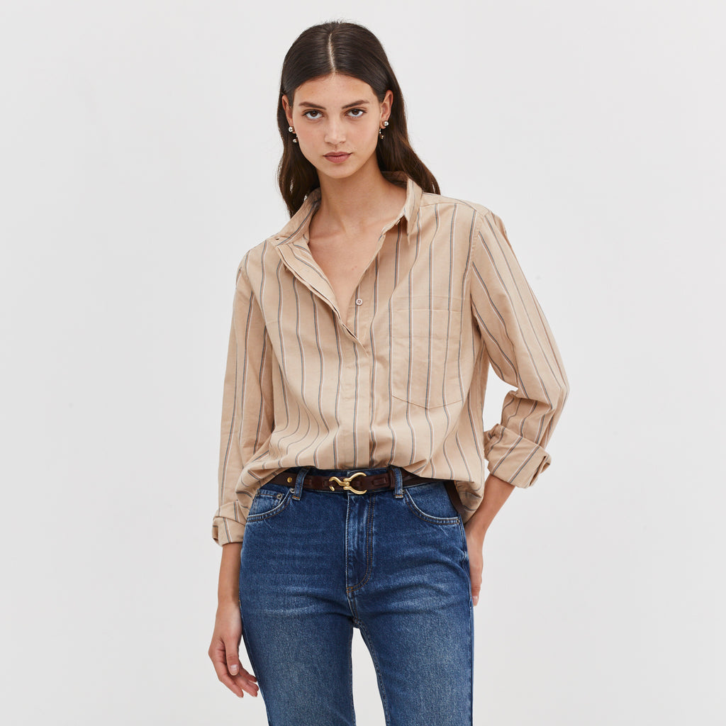 PINSTRIPES CAMEL SHIRT
