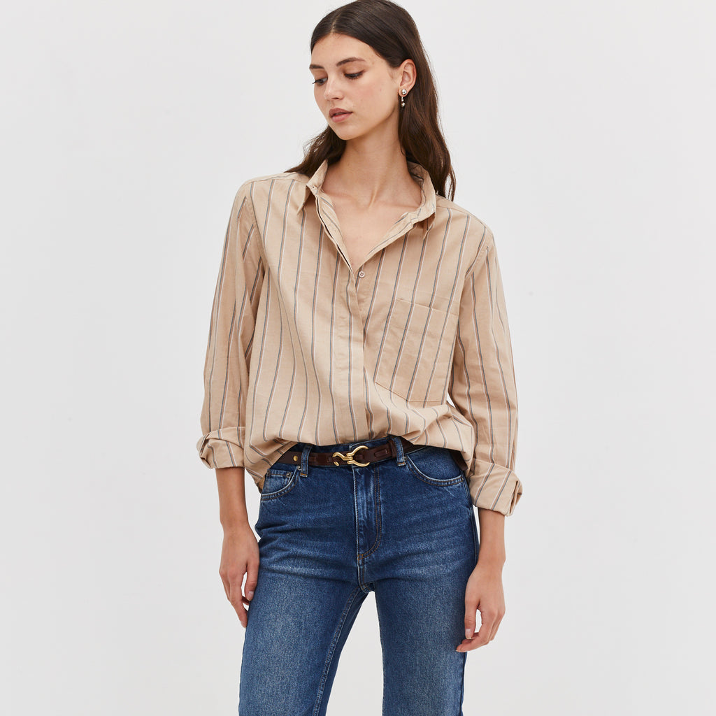 PINSTRIPES CAMEL SHIRT