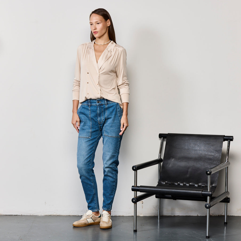 DOUBLE BREASTED JERESY SHIRT