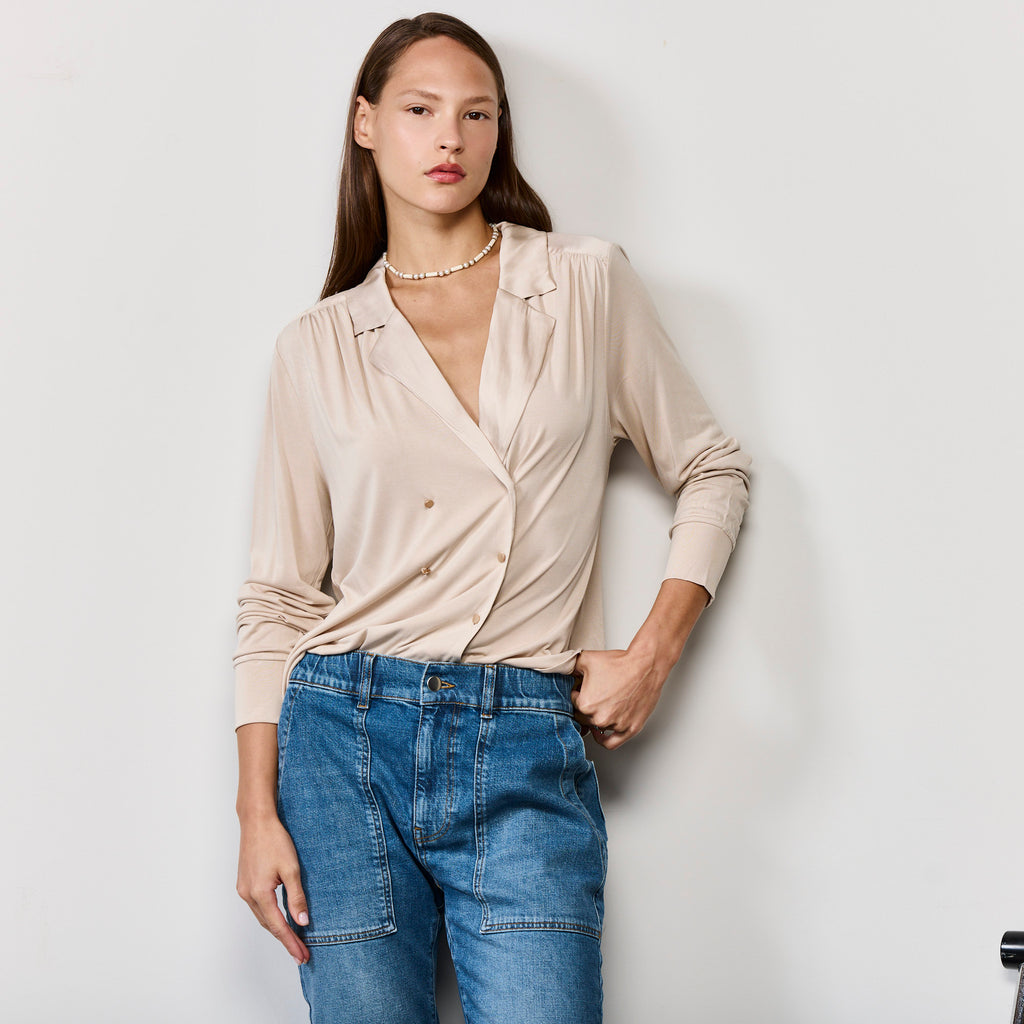 DOUBLE BREASTED JERESY SHIRT