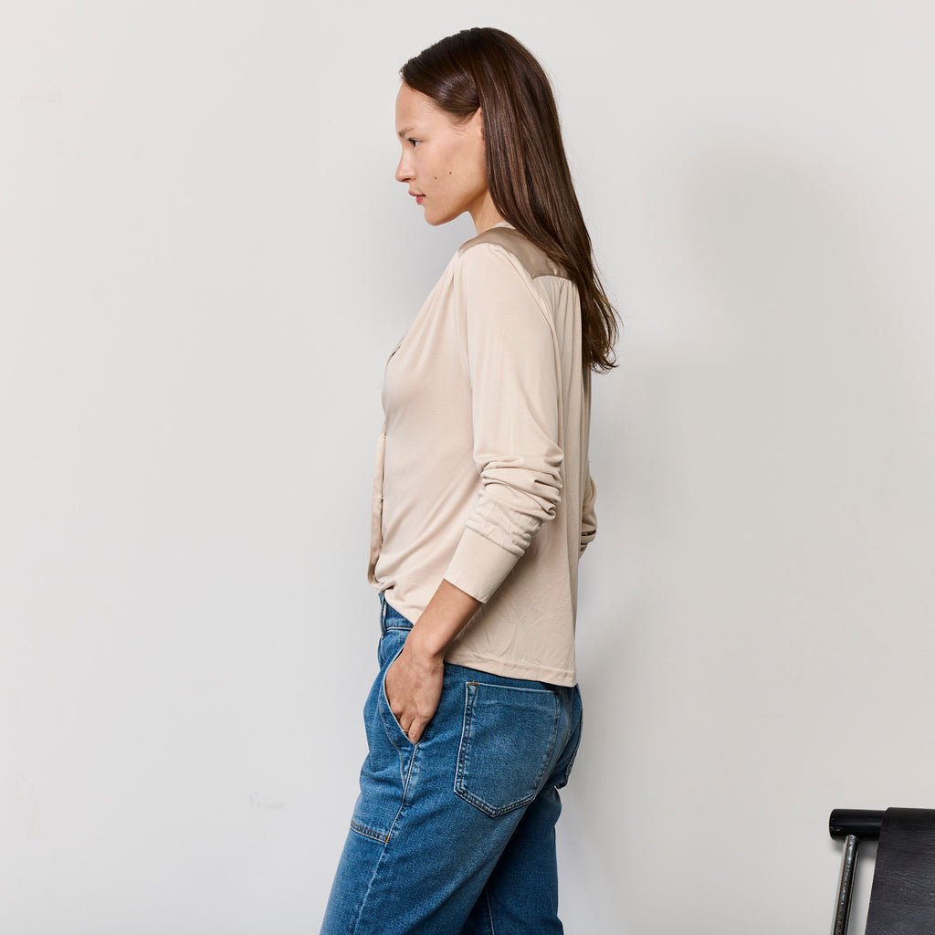 DOUBLE BREASTED JERESY SHIRT