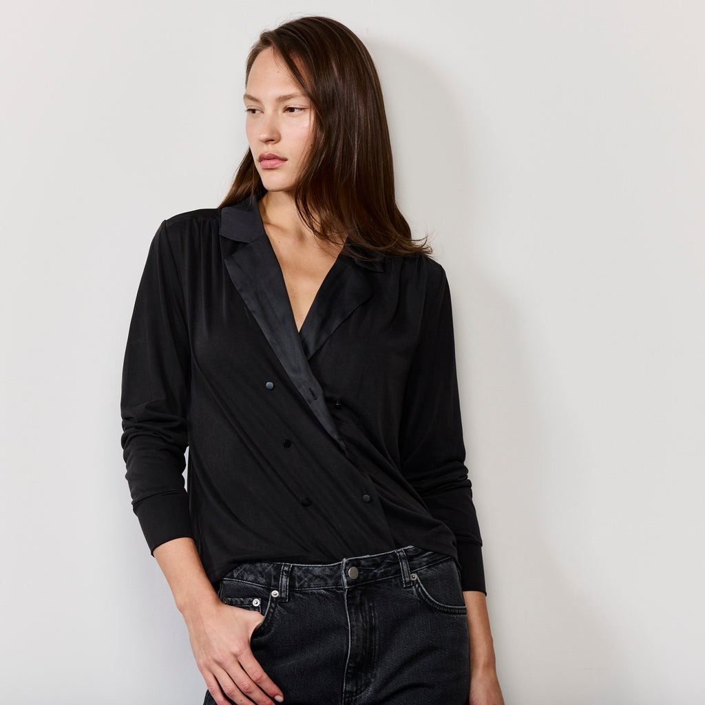 DOUBLE BREASTED JERESY SHIRT