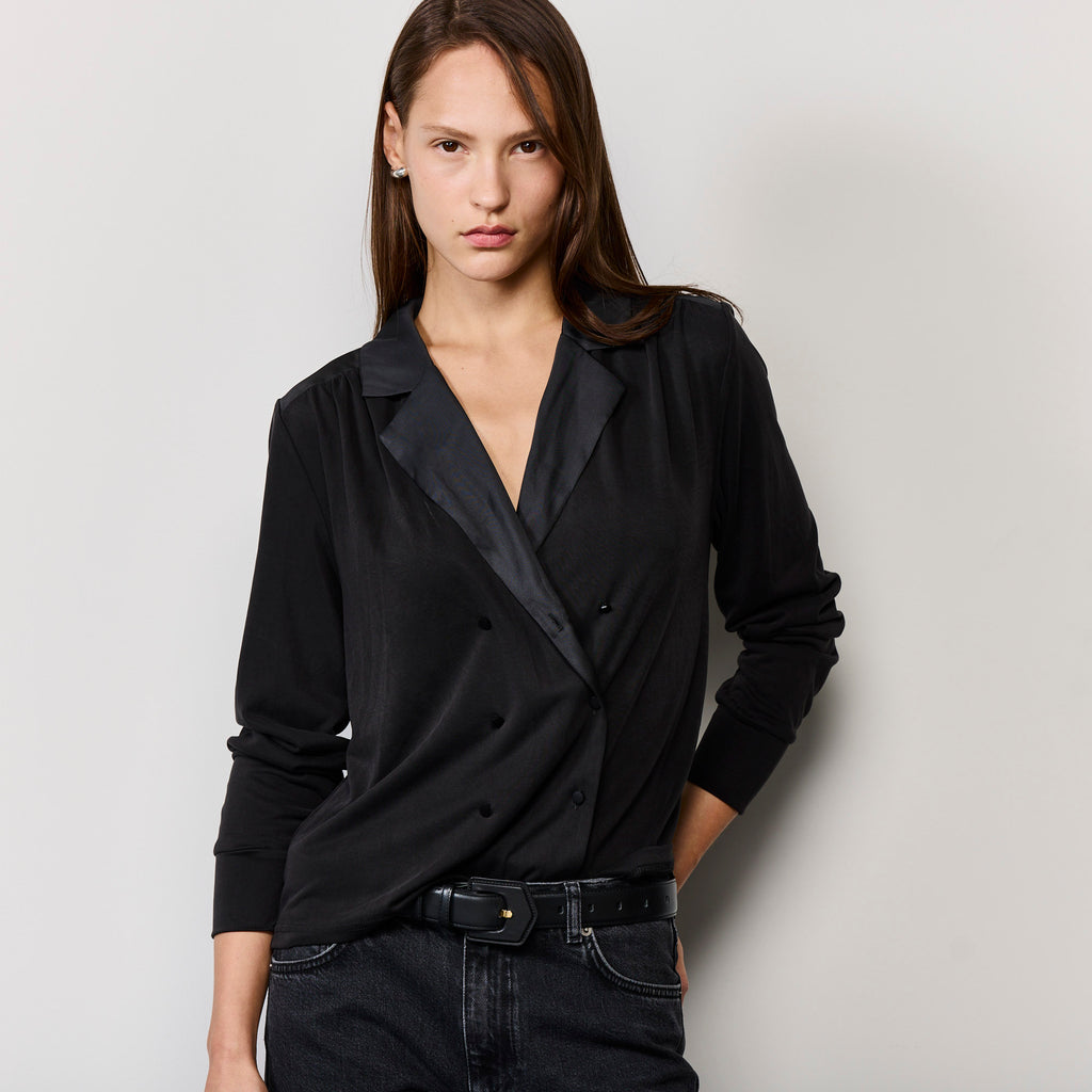 DOUBLE BREASTED JERESY SHIRT